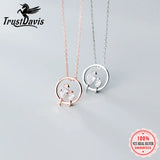 925 Silver Bird in Love CZ Pendant Necklace Choker