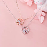 925 Silver Bird in Love CZ Pendant Necklace Choker