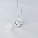 925 Silver Bird in Love CZ Pendant Necklace Choker