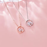 925 Silver Bird in Love CZ Pendant Necklace Choker