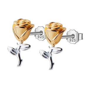TrustDavis 925 Silver Rose Flower Stud Earrings Love Gift Teens DS1534