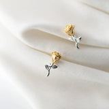TrustDavis 925 Silver Rose Flower Stud Earrings Love Gift Teens DS1534