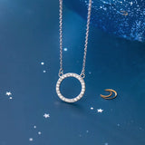 TrustDavis 925 Sterling Silver Round Pendant Necklace For Women