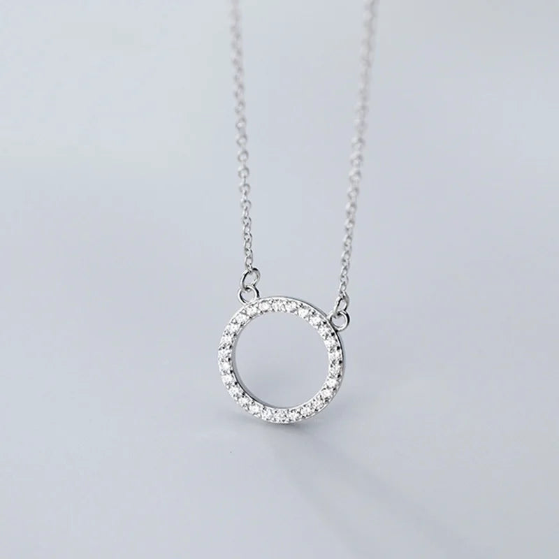 TrustDavis 925 Sterling Silver Round Pendant Necklace For Women