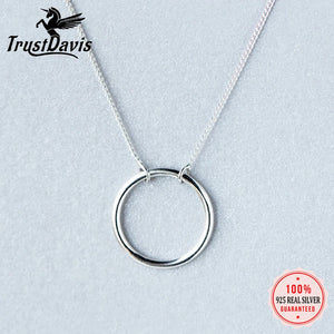 TrustDavis 925 Sterling Silver Round Pendant Necklace For Women