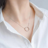 TrustDavis 925 Sterling Silver Round Pendant Necklace For Women