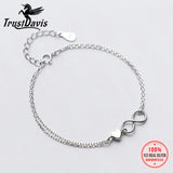 TrustDavis 925 Silver Women Bracelet Infinite Love Heart Gift DS1291