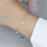 TrustDavis 925 Sterling Silver 4 Star Bracelet For Girls Lady DS477