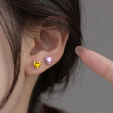 925 Sterling Silver Heart CZ Stud Earring Gift For Girls Lady