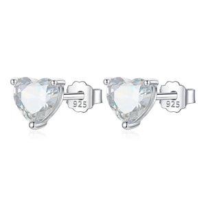 925 Sterling Silver Heart CZ Stud Earring Gift For Girls Lady