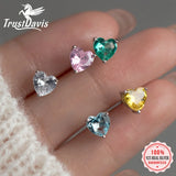 925 Sterling Silver Heart CZ Stud Earring Gift For Girls Lady