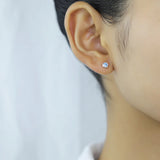 TrustDavis 925 Silver Tiny Pink Zircon Stud Earrings Girl Lady Gift