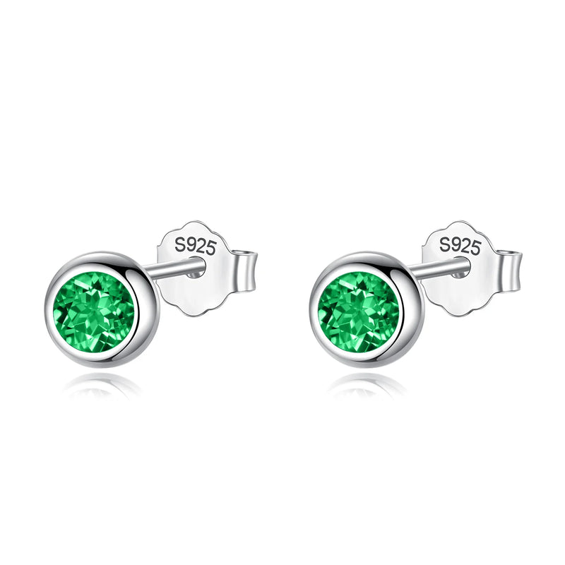 TrustDavis 925 Silver Tiny Pink Zircon Stud Earrings Girl Lady Gift