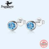 TrustDavis 925 Silver Tiny Pink Zircon Stud Earrings Girl Lady Gift