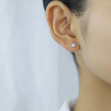 TrustDavis 925 Silver Tiny Pink Zircon Stud Earrings Girl Lady Gift
