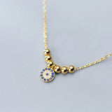 TrustDavis 925 Silver Eye CZ Pendant Necklace For Women Wedding Gift