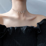 TrustDavis 925 Sterling Silver CZ Stones Choker Necklace For Women