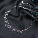 TrustDavis 925 Sterling Silver CZ Stones Choker Necklace For Women