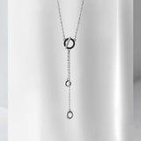 TrustDavis 925 Silver Necklace CZ Round Pendants Birthday Gift For Women