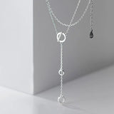 TrustDavis 925 Silver Necklace CZ Round Pendants Birthday Gift For Women