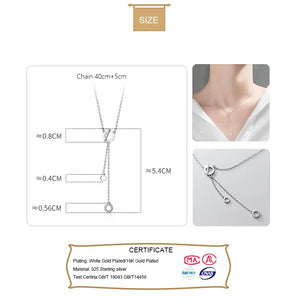 TrustDavis 925 Silver Necklace CZ Round Pendants Birthday Gift For Women