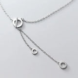 TrustDavis 925 Silver Necklace CZ Round Pendants Birthday Gift For Women
