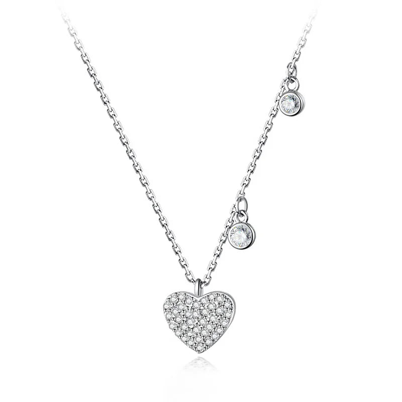 TrustDavis 925 Sterling Silver Heart Pendant Necklace Love Gift