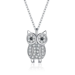 TrustDavis 925 Sterling Silver Owl Necklace Animal Pendant Women Birthdya Gift