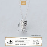 TrustDavis 925 Sterling Silver Owl Necklace Animal Pendant Women Birthdya Gift