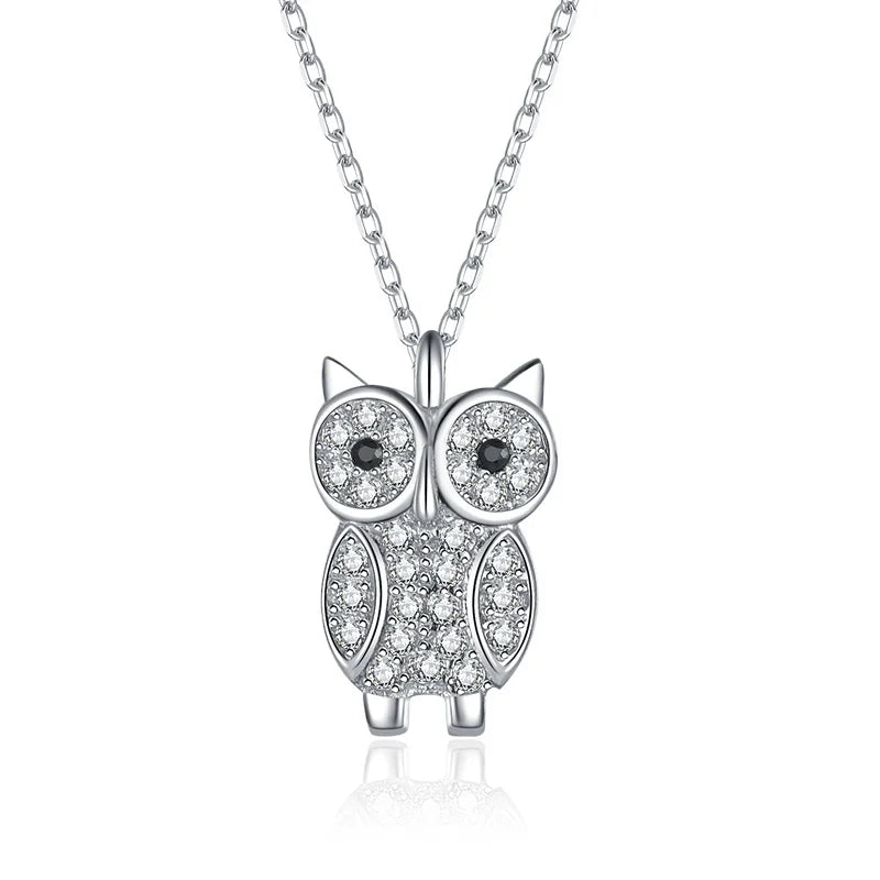 TrustDavis 925 Sterling Silver Owl Necklace Animal Pendant Women Birthdya Gift