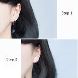 925 Silver Small Ear Bones Double Ring Earrings