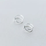 925 Silver Small Ear Bones Double Ring Earrings