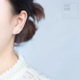 925 Silver Small Ear Bones Double Ring Earrings