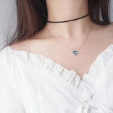 TrustDavis Sparkling Heart CZ Pendant Necklace 925 Sterling Silver