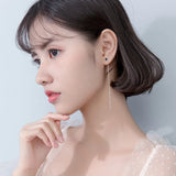 TrustDavis 925 Silver Triangle Linked Ear Line Earrings