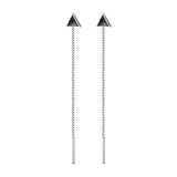 TrustDavis 925 Silver Triangle Linked Ear Line Earrings