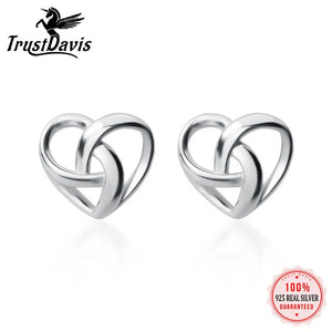 925 Silver Tiny Hollow Heart Stud Earring Women Girl Jewelry