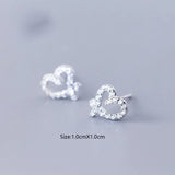 925 Silver Tiny Hollow Heart Stud Earring Women Girl Jewelry