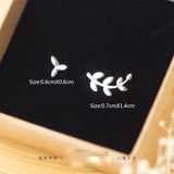 TrustDavis 925 Silver Tiny Leaves Stud Earrings For Girls DS530