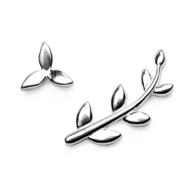 TrustDavis 925 Silver Tiny Leaves Stud Earrings For Girls DS530