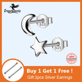 925 Silver Moon Star Stud Earrings for Girls DS127
