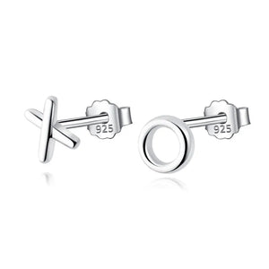 TrustDavis Tiny Asymmetric X O Stud Earrings For Girls DS316