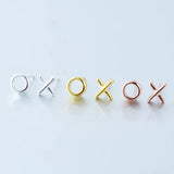 TrustDavis Tiny Asymmetric X O Stud Earrings For Girls DS316