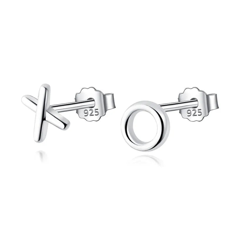 TrustDavis Tiny Asymmetric X O Stud Earrings For Girls DS316