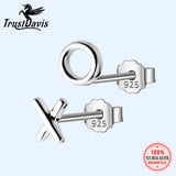 TrustDavis Tiny Asymmetric X O Stud Earrings For Girls DS316