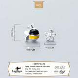 925 Silver Asymmetrical Bee Flowers Stud Earrings Gift For Girls Kids