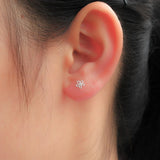 925 Silver Asymmetrical Bee Flowers Stud Earrings Gift For Girls Kids