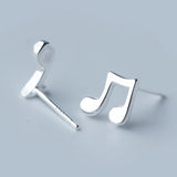 925 Sterling Silver Small Music Note Stud Earrings Gift For Women Girls