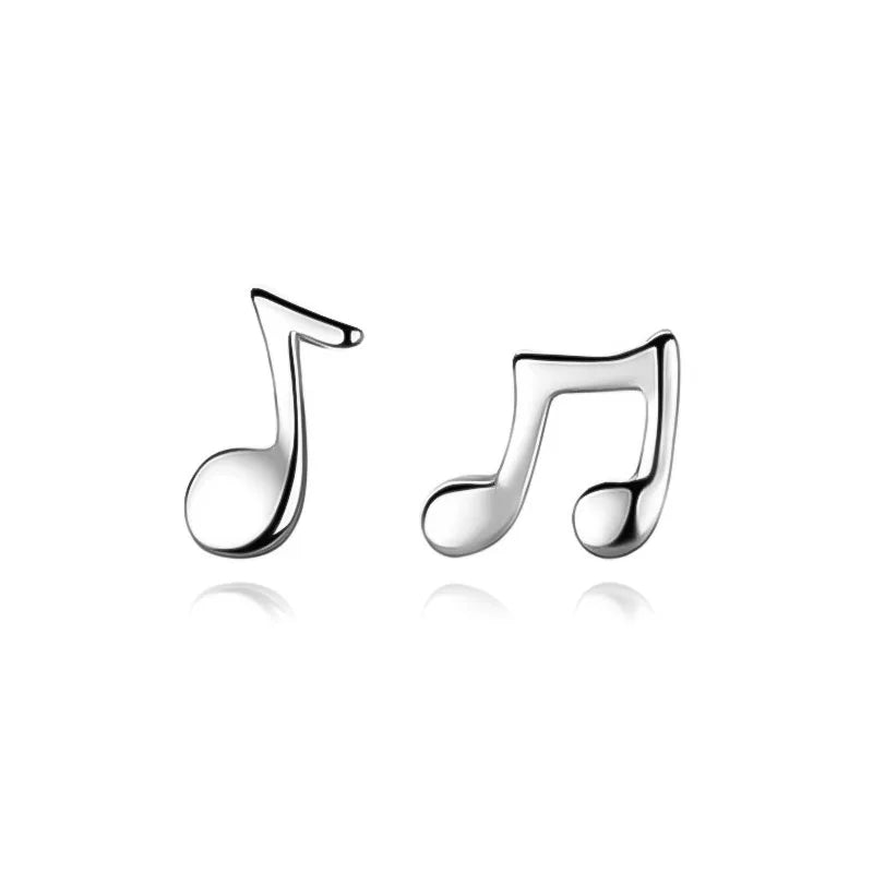 925 Sterling Silver Small Music Note Stud Earrings Gift For Women Girls