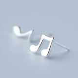 925 Sterling Silver Small Music Note Stud Earrings Gift For Women Girls
